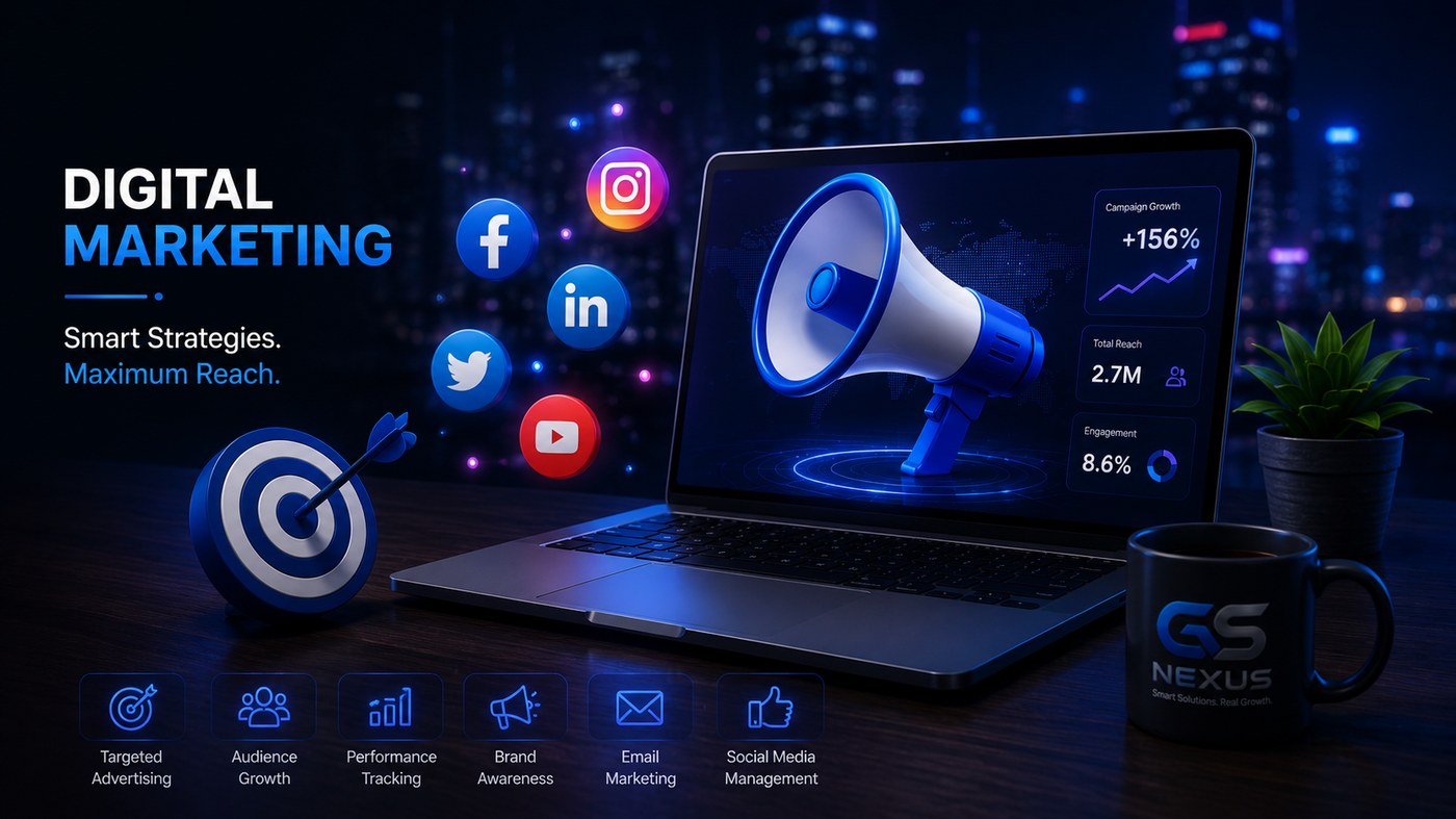 Social media marketing campaign growth visual